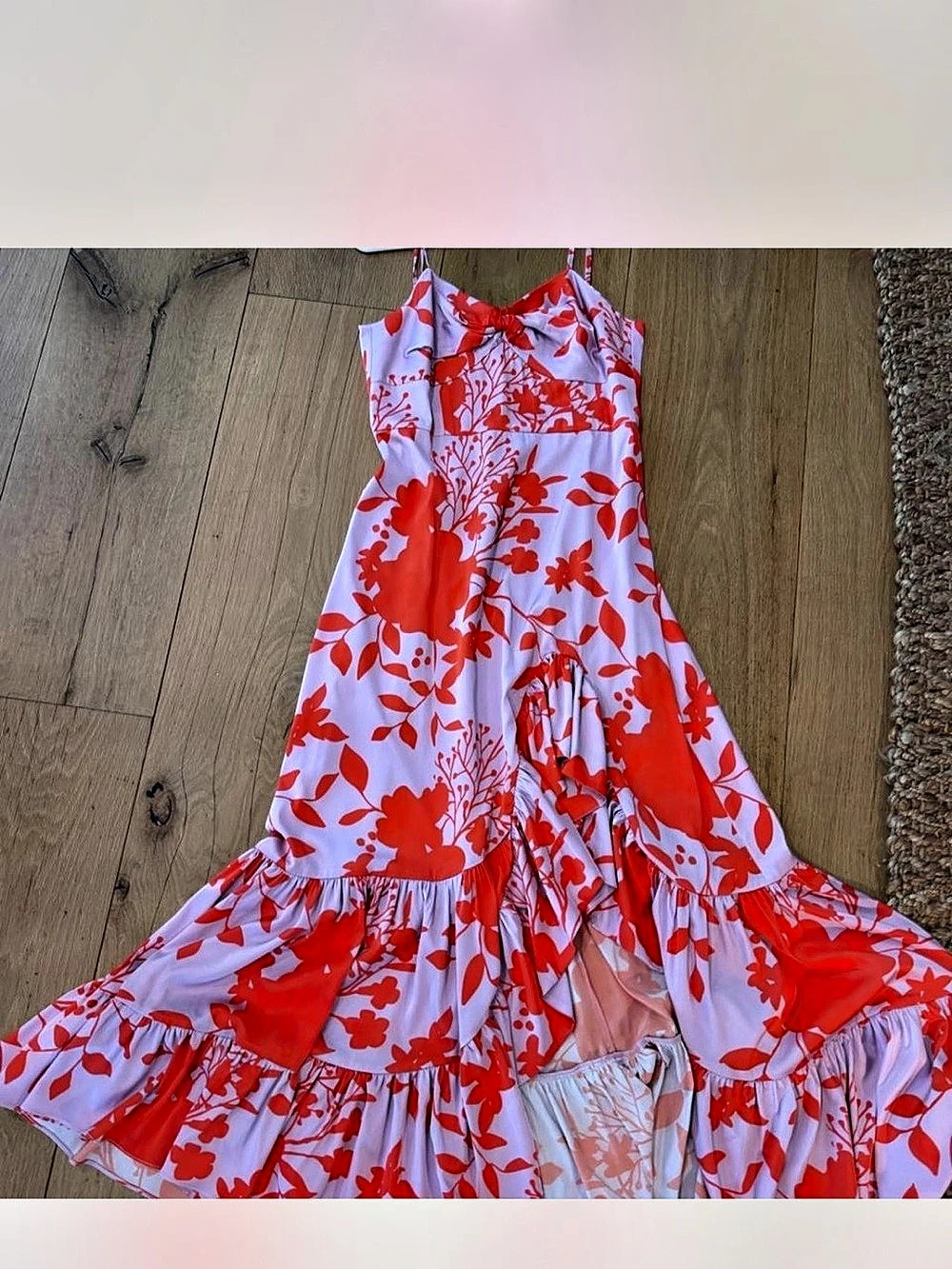 Hutch Floral Tiered Maxi Dress Pink & Red Size 4